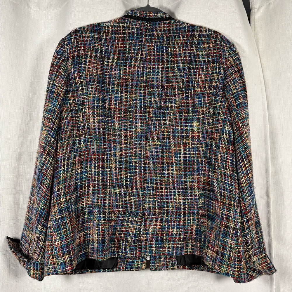 Vintage Sag Harbor Rainbow and Black Tweed Blazer Jacket Size 14 - Picture 2 of 8